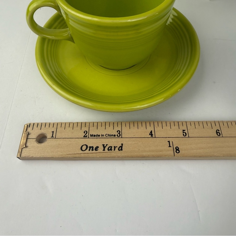 Fiesta Ware Coffee Tea Cups and Saucers Homer Laughlin Lemongrass Green 4 Piece - Picture 2 of 4